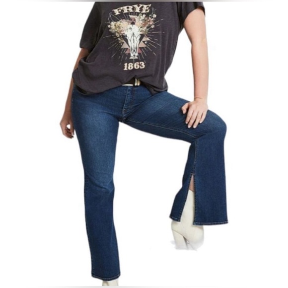 FRYE Wide Leg Flare Split Hem Jeans, Size 12 - Picture 1 of 11